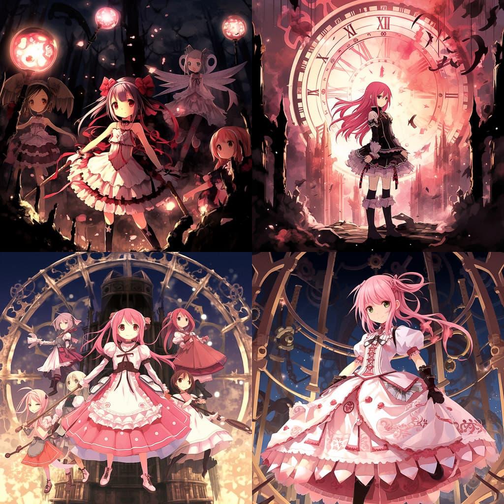 Madoka Magica style, Midjourney V5.2, render 1 of 4