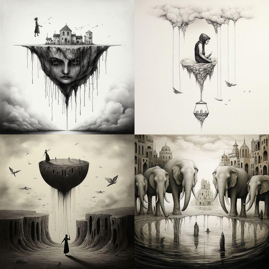 Mana Neyestani style, Midjourney V5.2, render 1 of 4