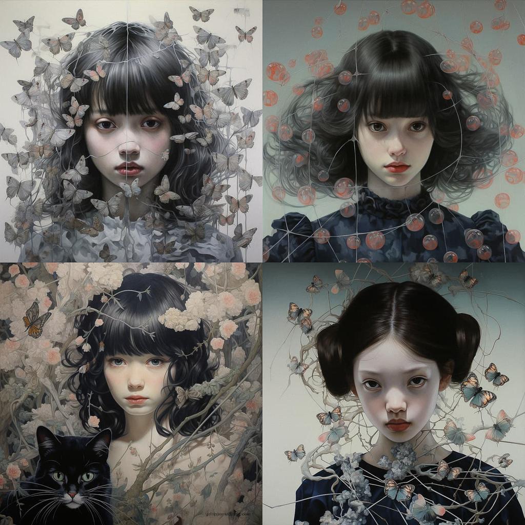 Mao Hamaguchi style, Midjourney V5.2, render 1 of 4