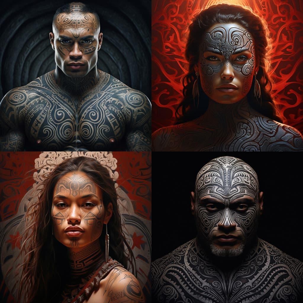 Maori art style, Midjourney V5.2, render 1 of 4