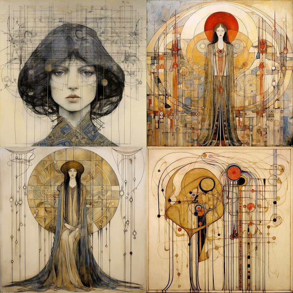 Margaret Macdonald Mackintosh style, Midjourney V5.2, render 1 of 4