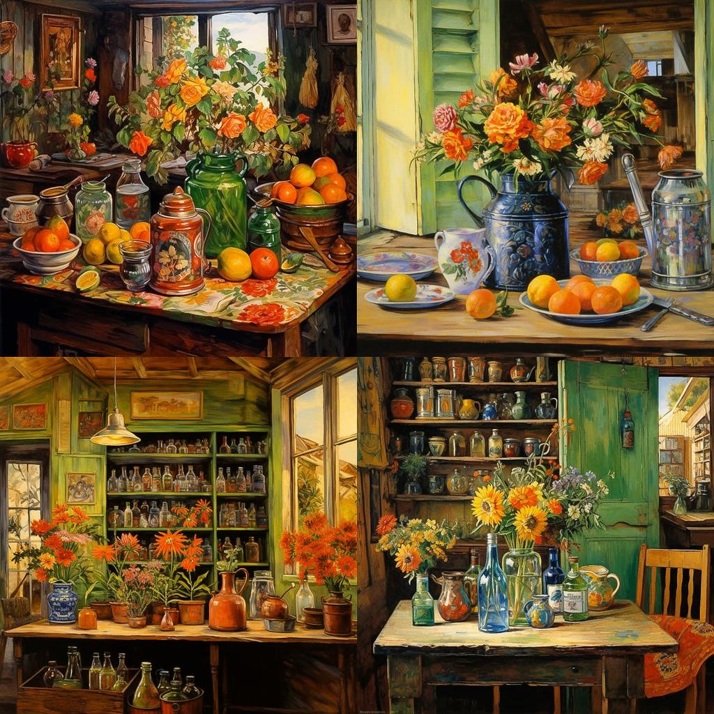Margaret Olley style, Midjourney V5.2, render 1 of 4