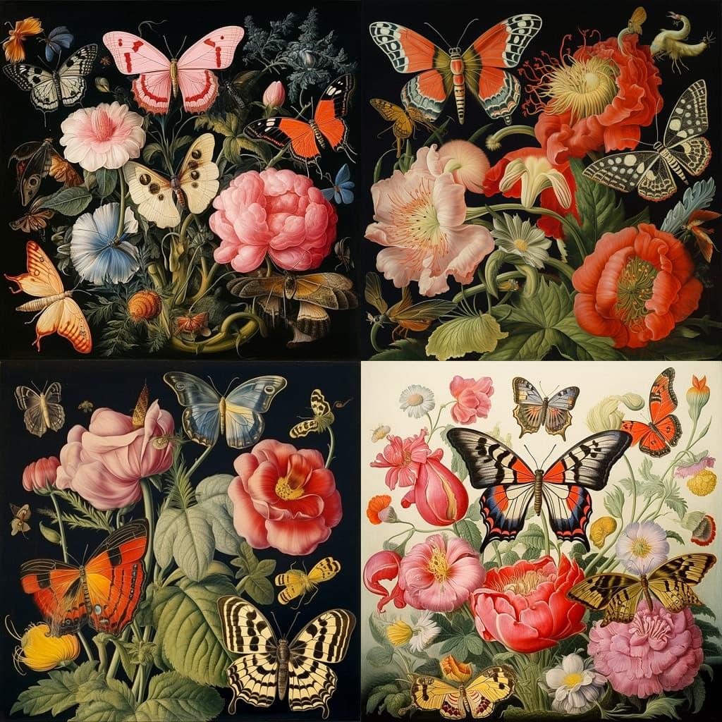 Maria Sibylla Merian style, Midjourney V5.2, render 1 of 4