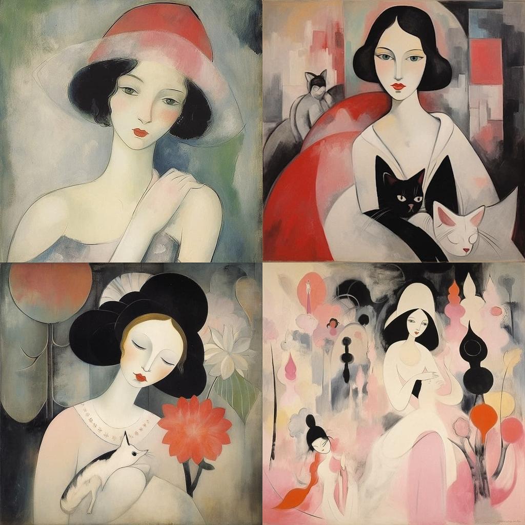 Marie Laurencin style, Midjourney V5.2, render 1 of 4