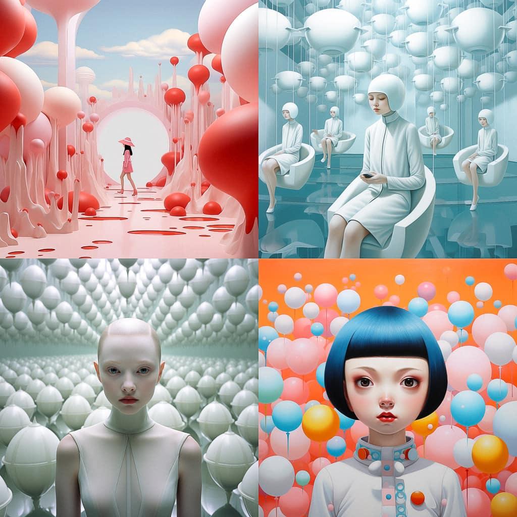 Mariko Mori style, Midjourney V5.2, render 1 of 4