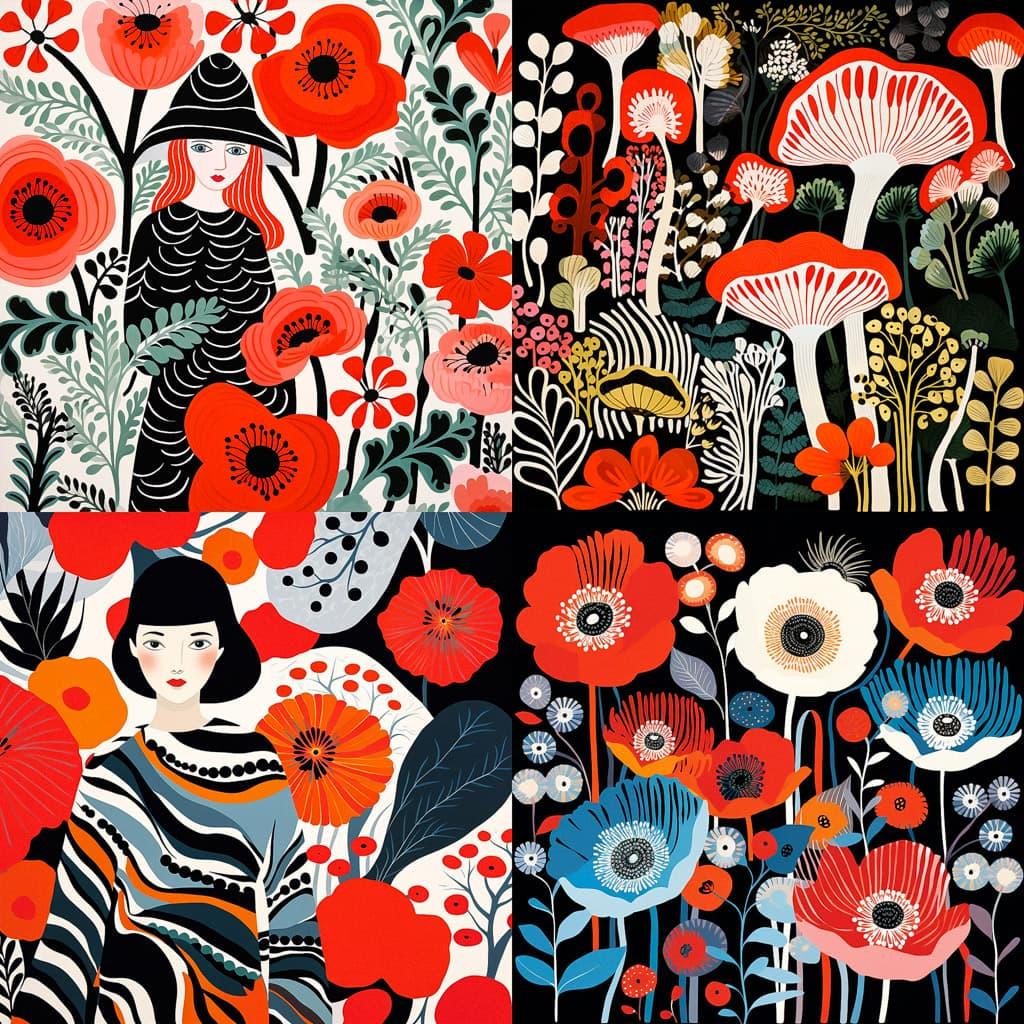 Marimekko style, Midjourney V5.2, render 1 of 4