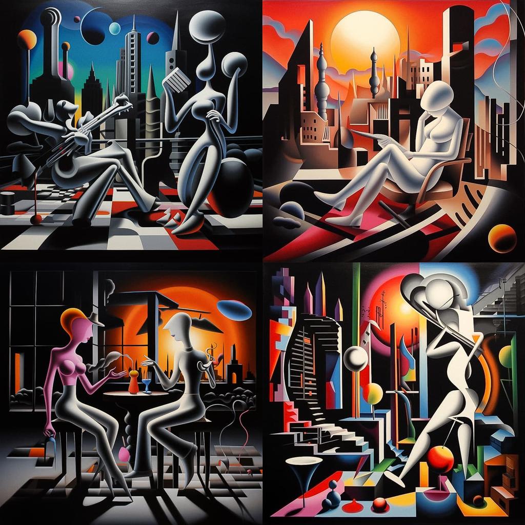 Mark Kostabi style, Midjourney V5.2, render 1 of 4