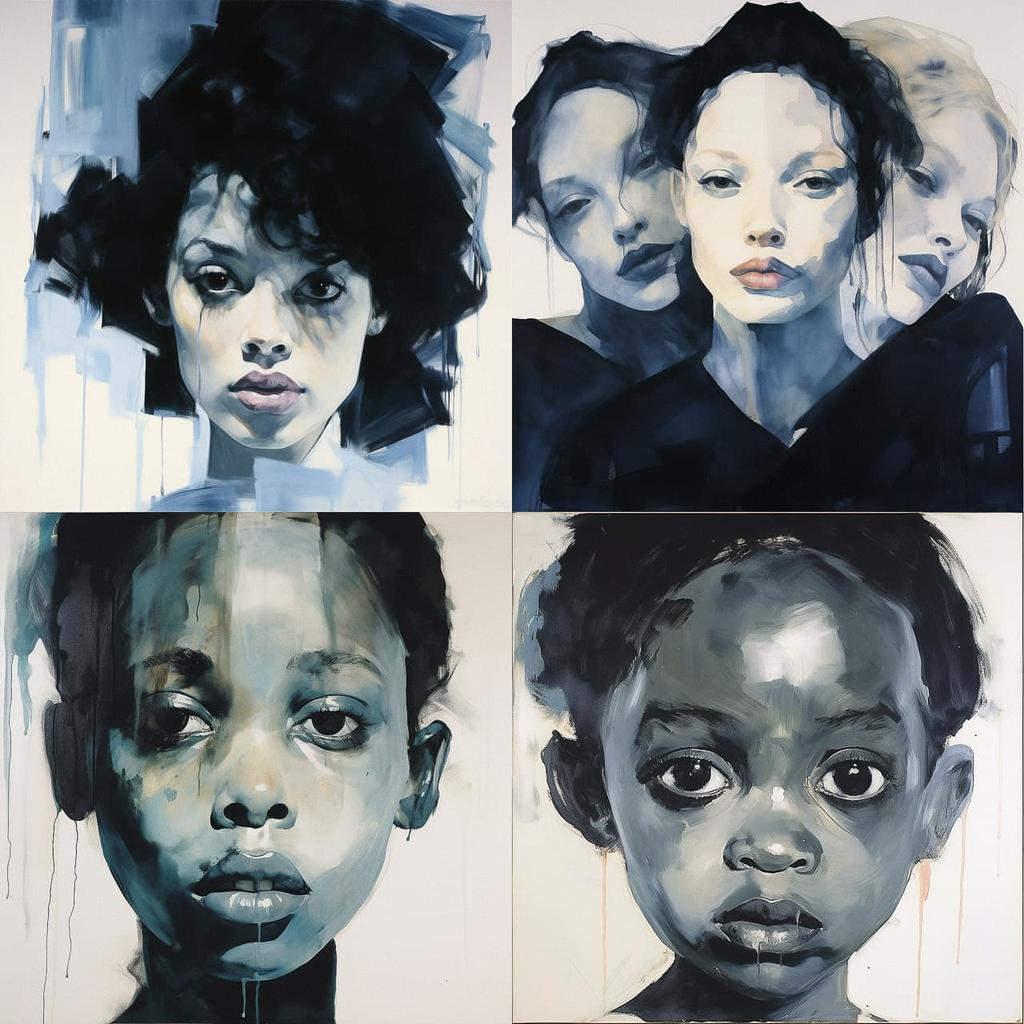 Marlene Dumas style, Midjourney V5.2, render 1 of 4