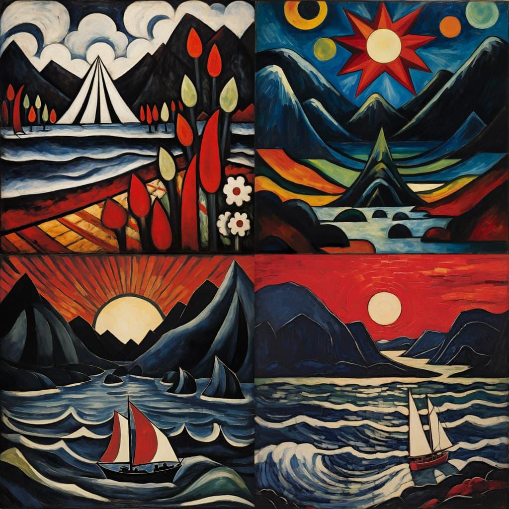 Marsden Hartley style, Midjourney V5.2, render 1 of 4