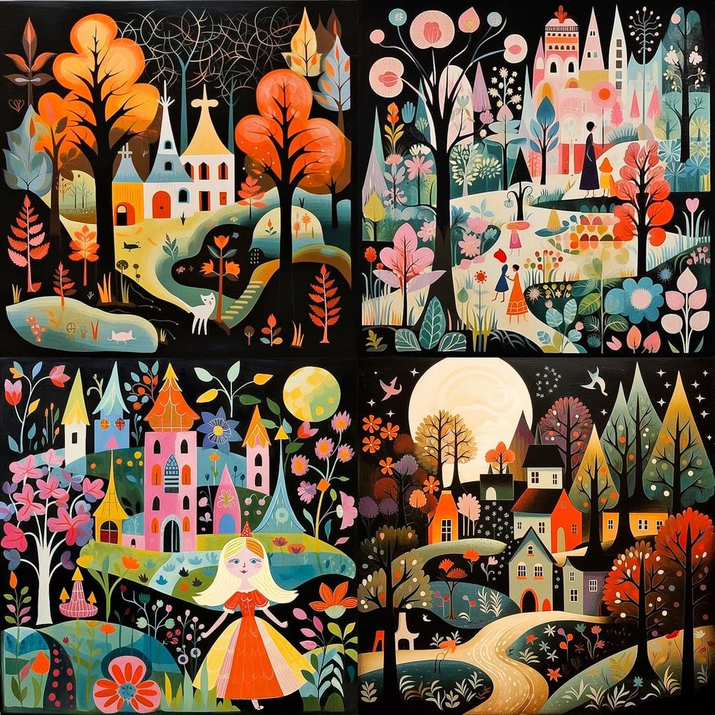 Mary Blair style, Midjourney V5.2, render 1 of 4