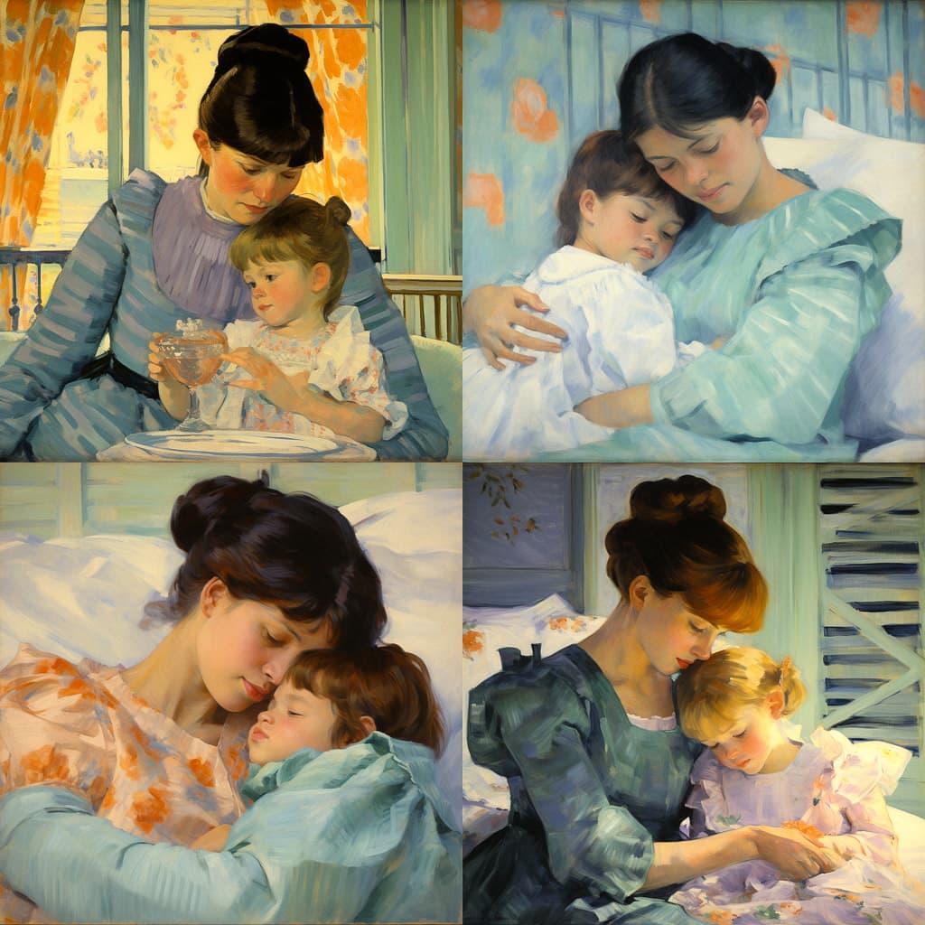 Mary Cassatt style, Midjourney V5.2, render 1 of 4