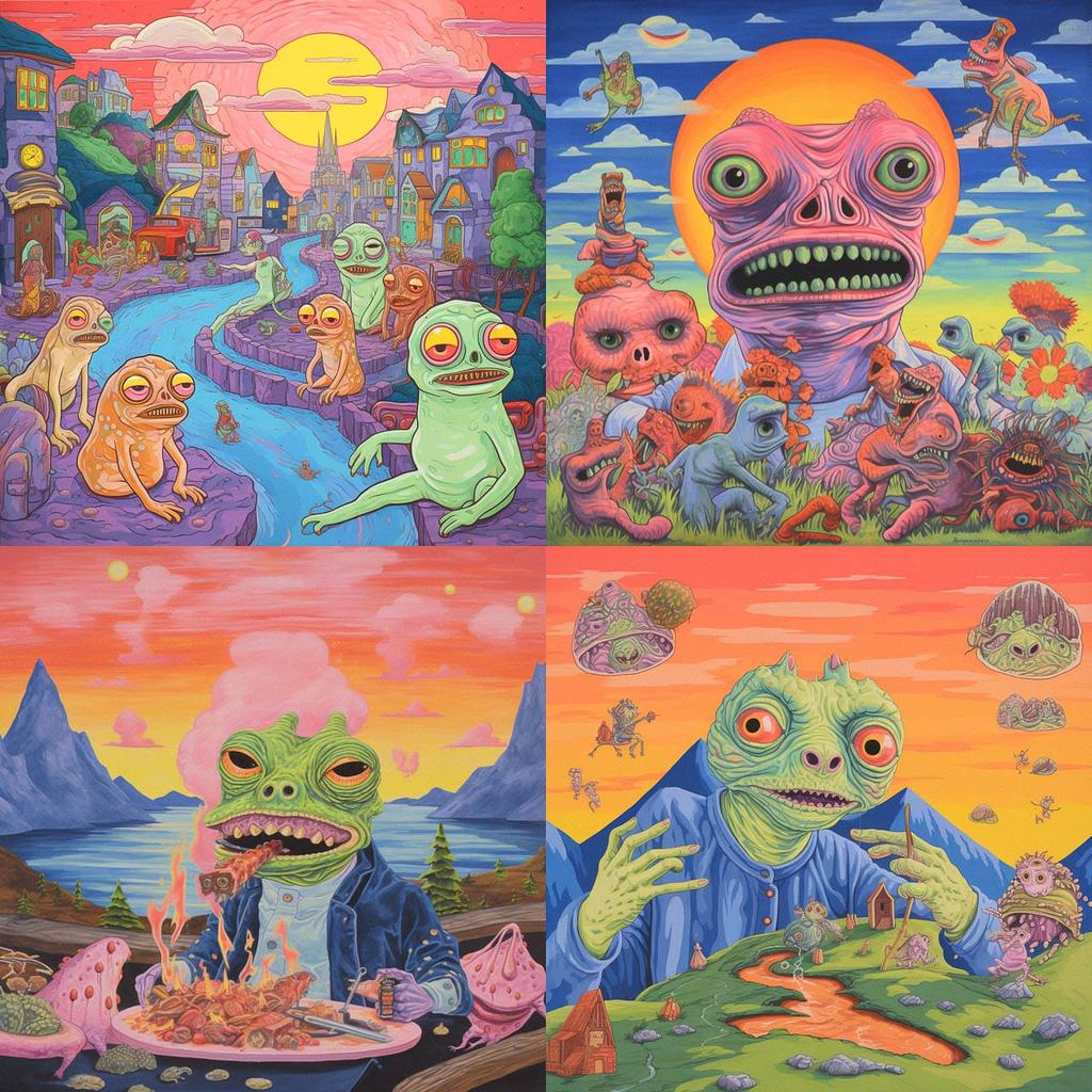 Matt Furie style, Midjourney V5.2, render 1 of 4