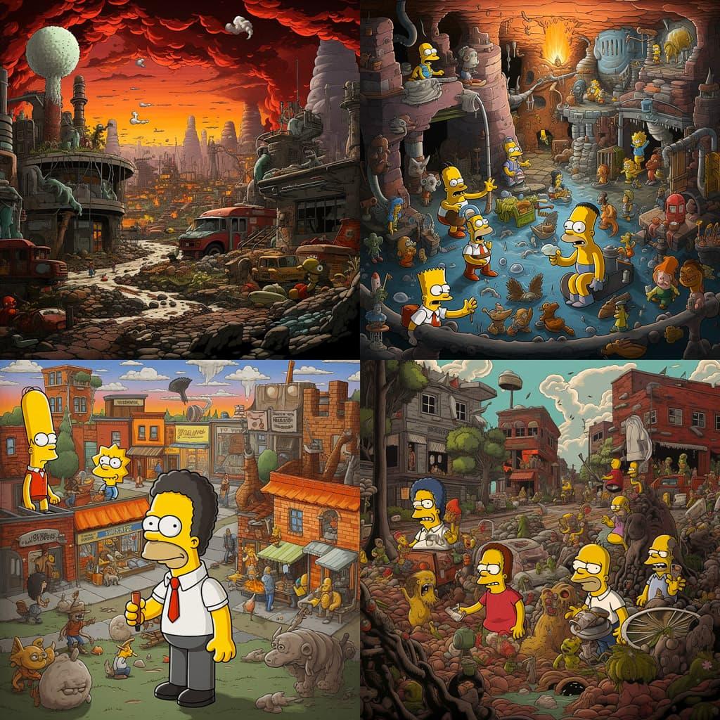 Matt Groening style, Midjourney V5.2, render 1 of 4