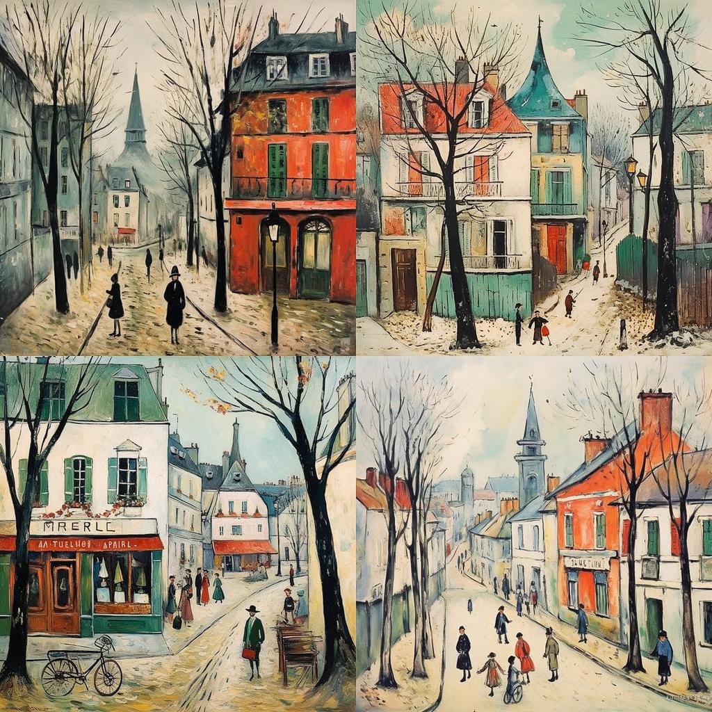 Maurice Utrillo style, Midjourney V5.2, render 1 of 4