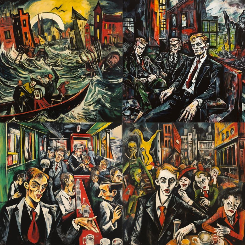 Max Beckmann style, Midjourney V5.2, render 1 of 4
