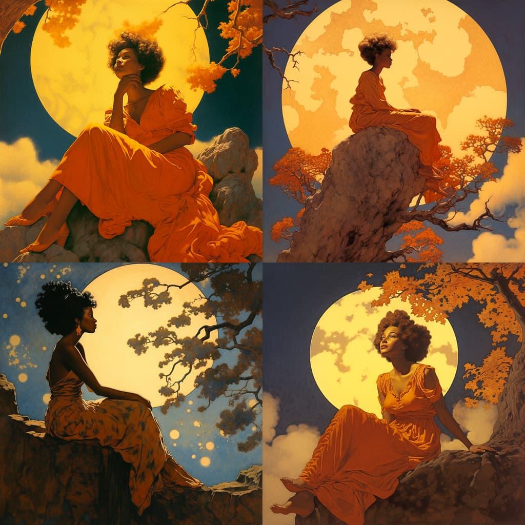 Maxfield Parrish style, Midjourney V5.2, render 1 of 4