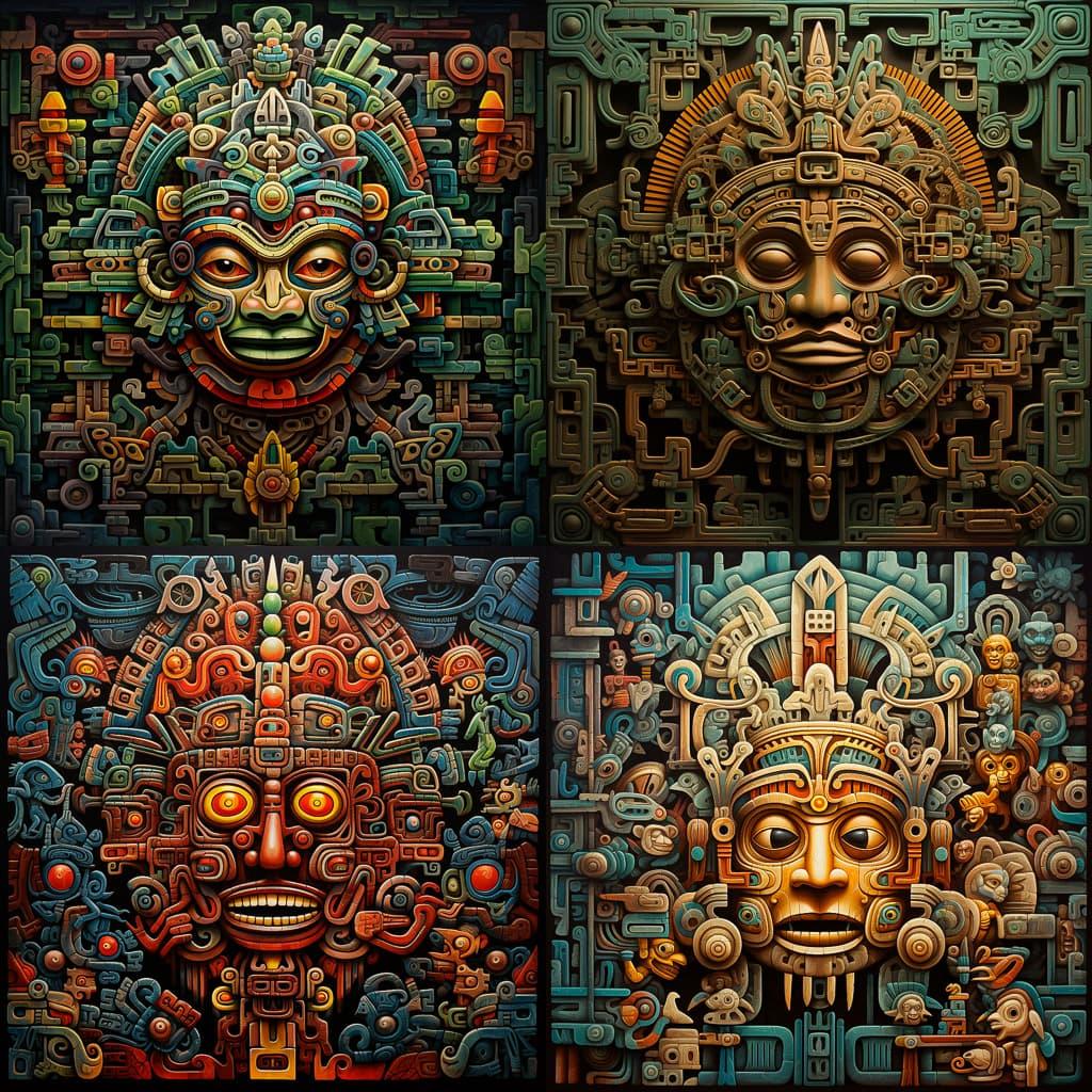Mayan art style, Midjourney V5.2, render 1 of 4