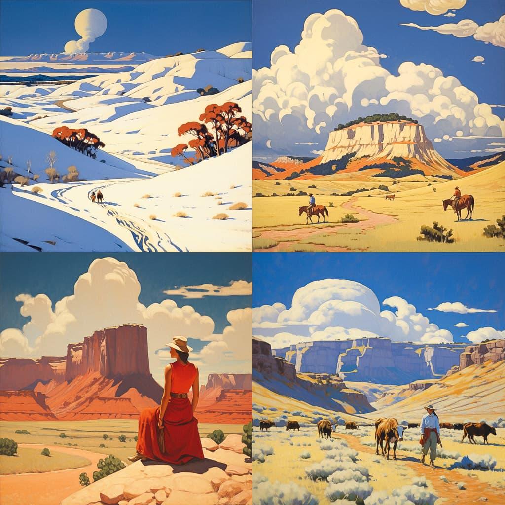 Maynard Dixon style, Midjourney V5.2, render 1 of 4