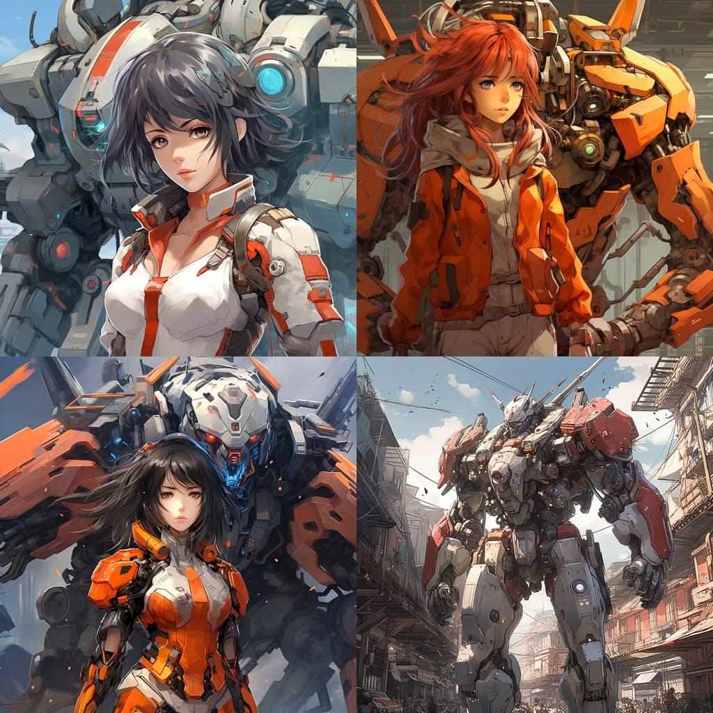 Mecha anime style style, Midjourney V5.2, render 1 of 4
