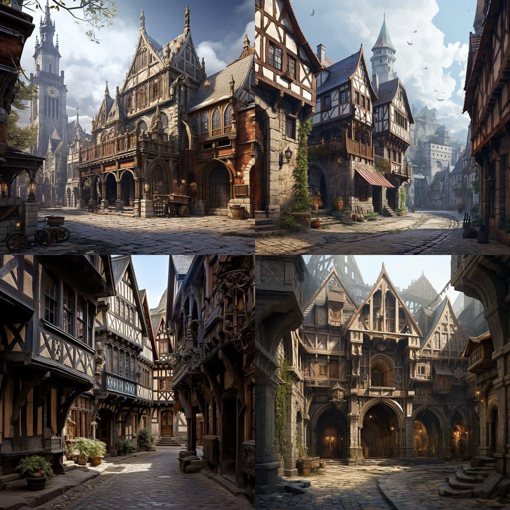 Medieval architecture style, Midjourney V5.2, render 1 of 4