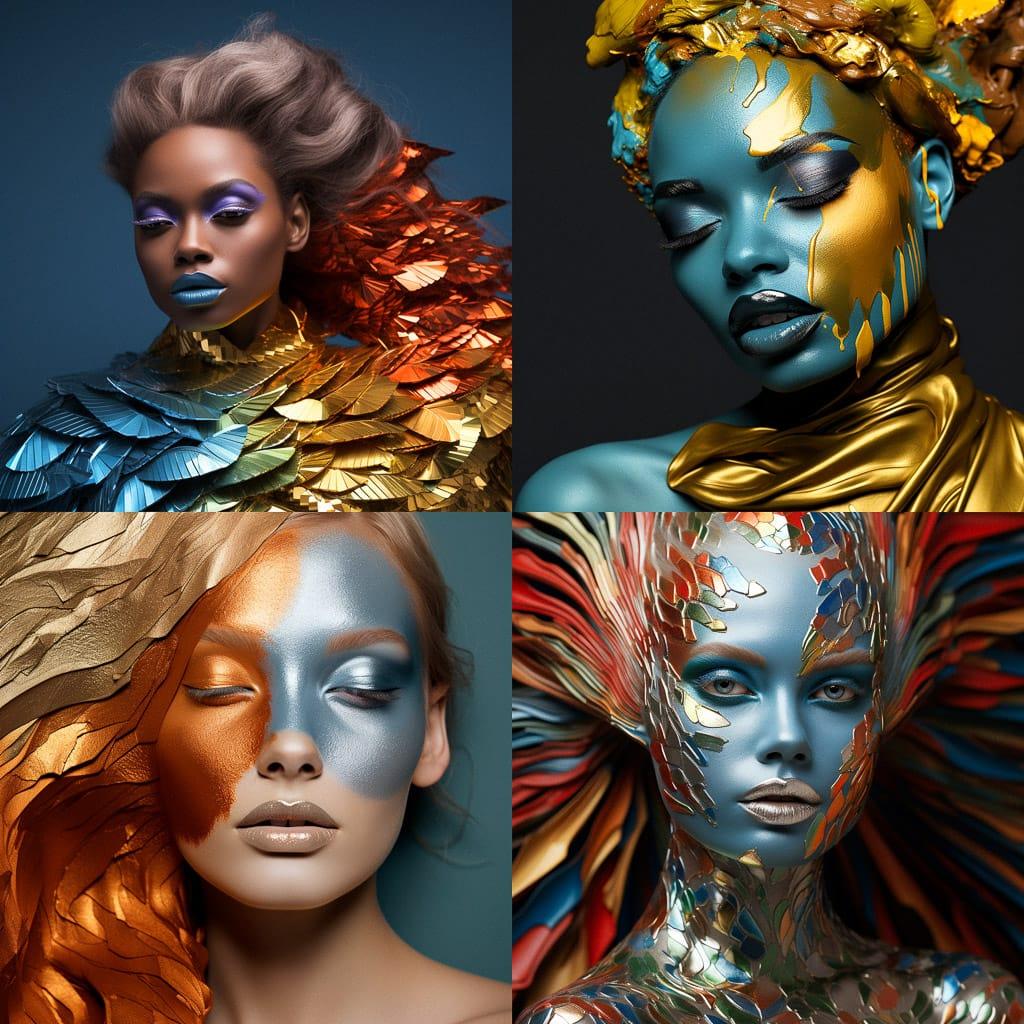 Metallic colors style, Midjourney V5.2, render 1 of 4