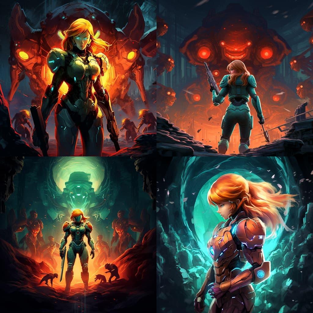 Metroid style, Midjourney V5.2, render 1 of 4