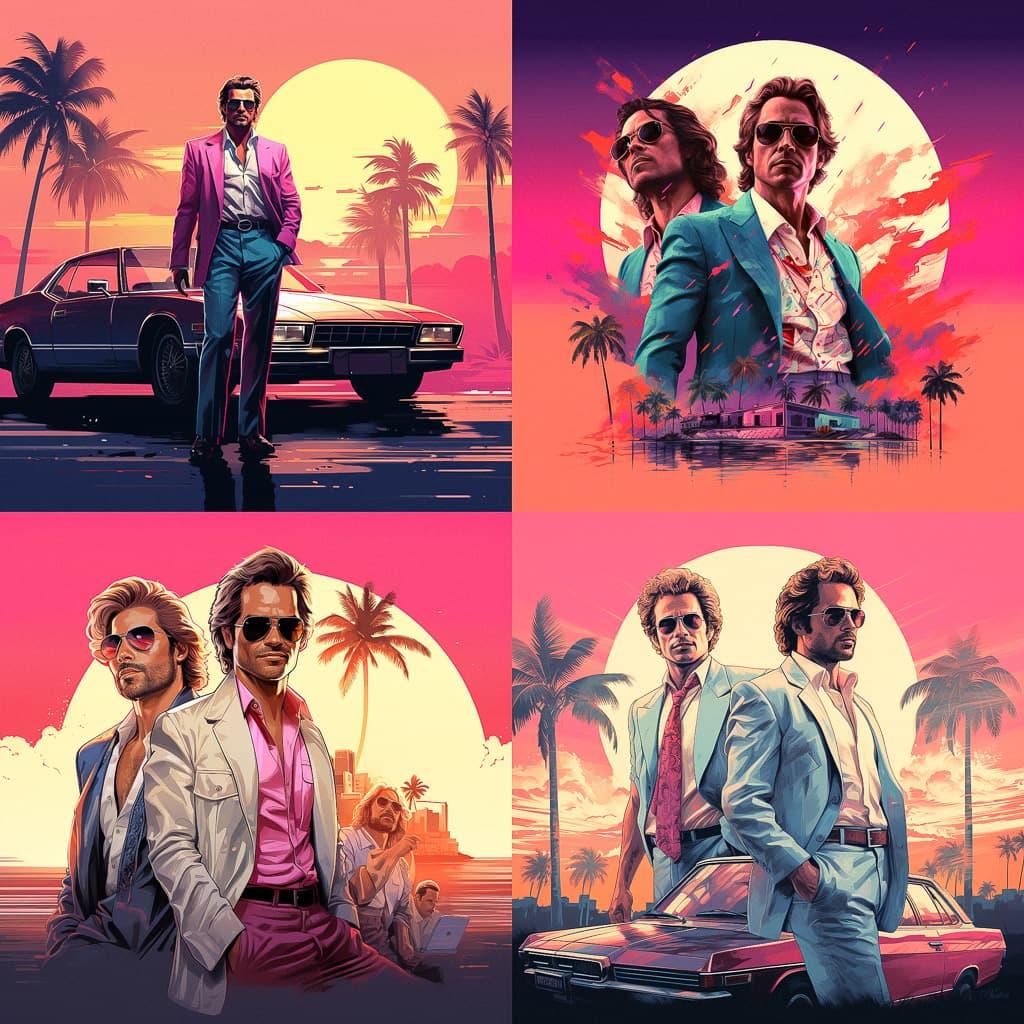 Miami Vice style, Midjourney V5.2, render 1 of 4