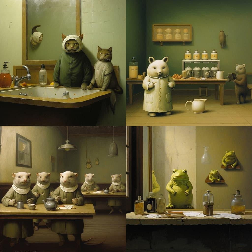 Michael Sowa style, Midjourney V5.2, render 1 of 4