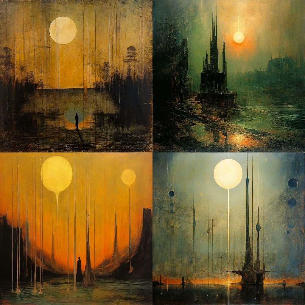 Mikalojus Konstantinas Ciurlionis style, Midjourney V5.2, render 1 of 4