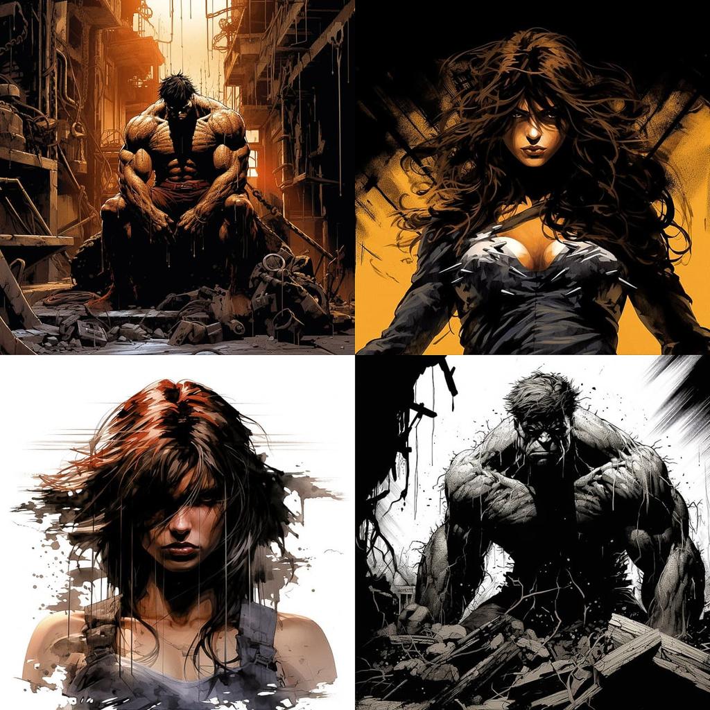 Mike Deodato style, Midjourney V5.2, render 1 of 4