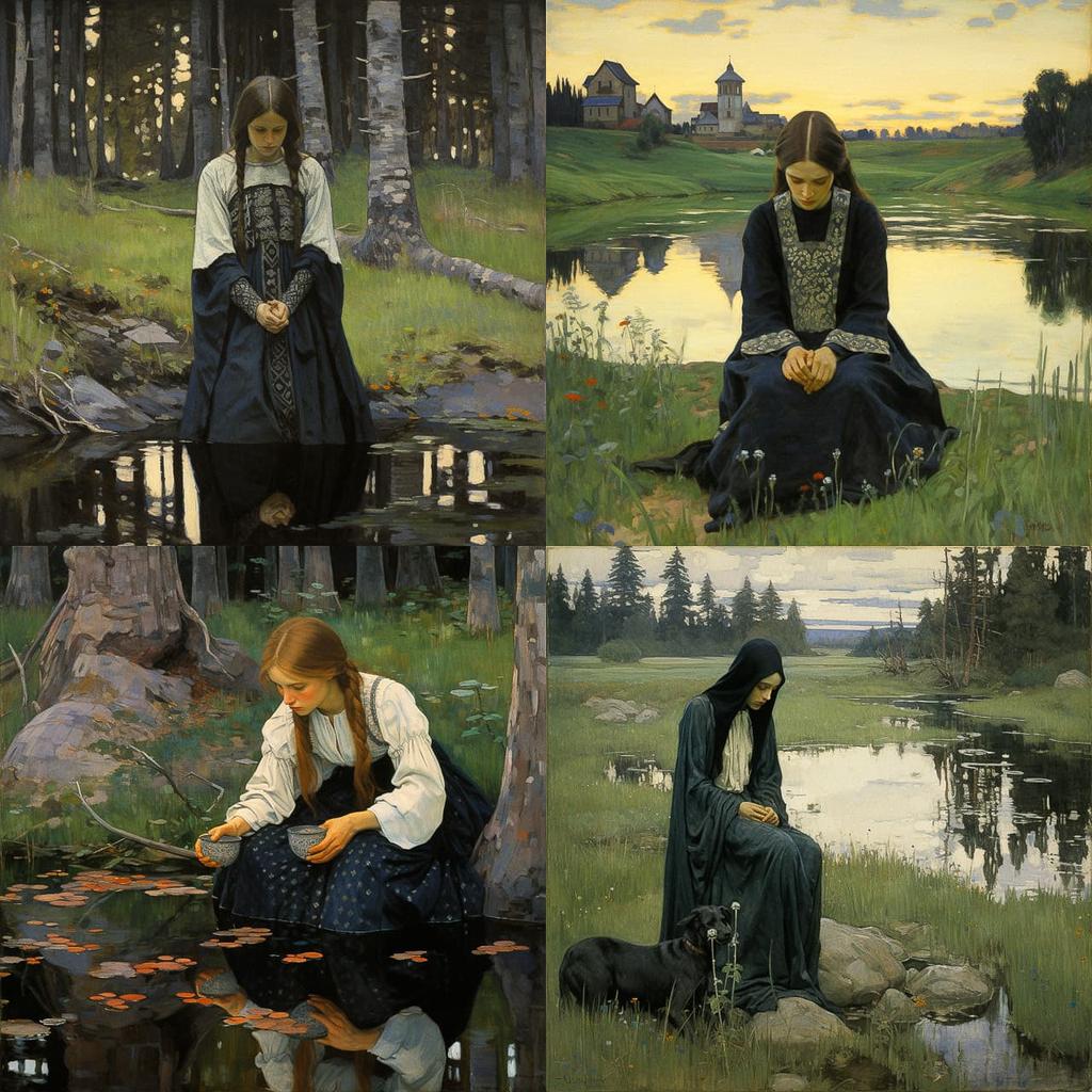 Mikhail Nesterov style, Midjourney V5.2, render 1 of 4