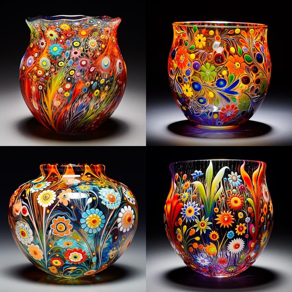 Millefiori glass style, Midjourney V5.2, render 1 of 4