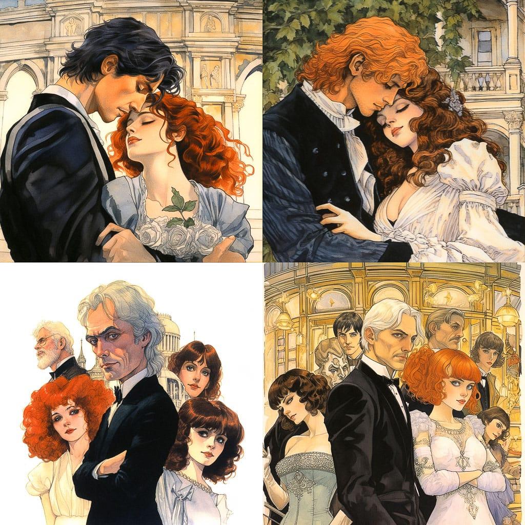 Milo Manara style, Midjourney V5.2, render 1 of 4