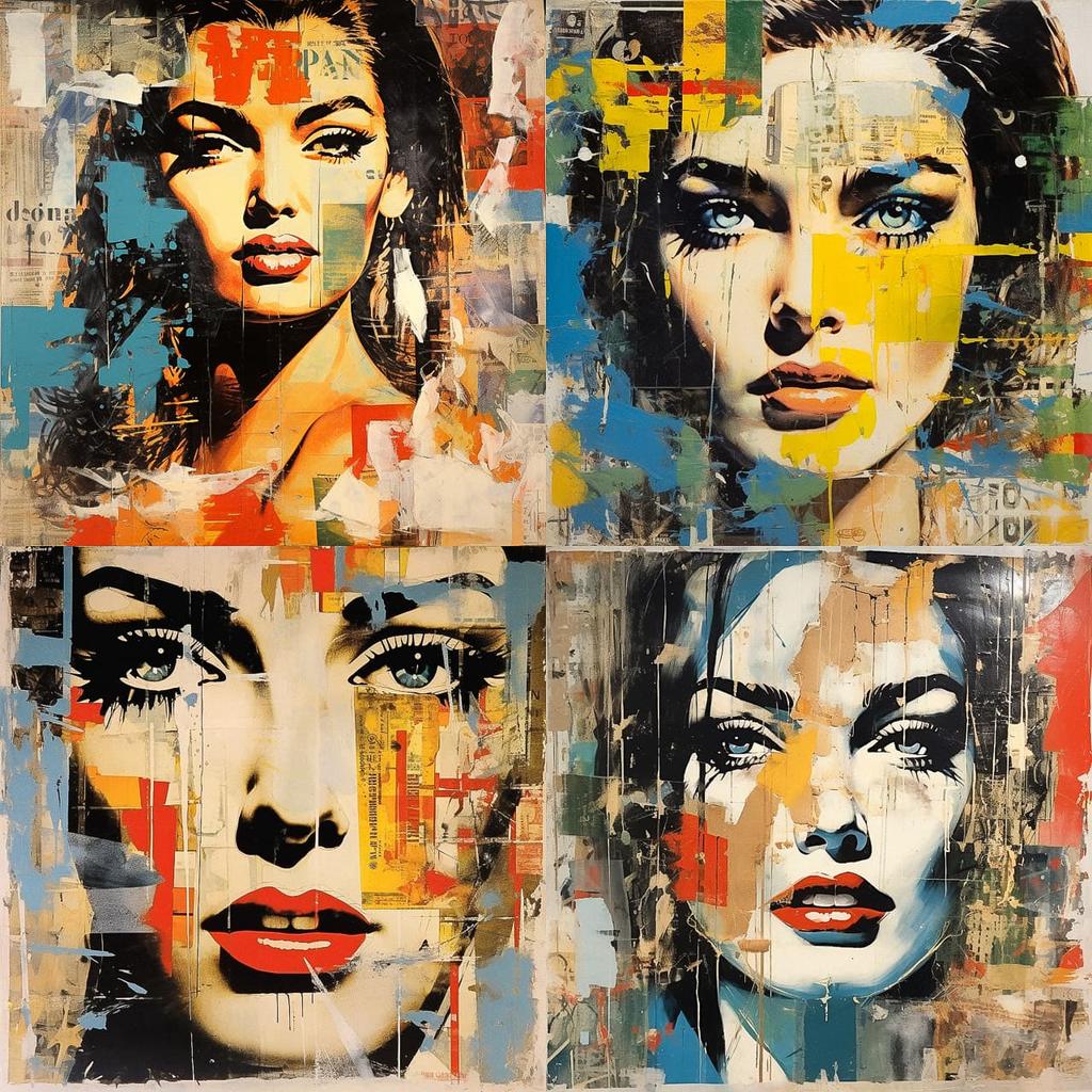 Mimmo Rotella style, Midjourney V5.2, render 1 of 4