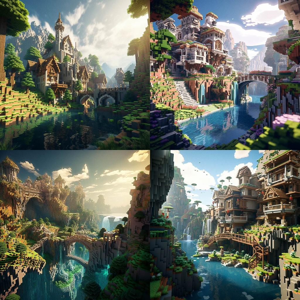 Minecraft style, Midjourney V5.2, render 1 of 4