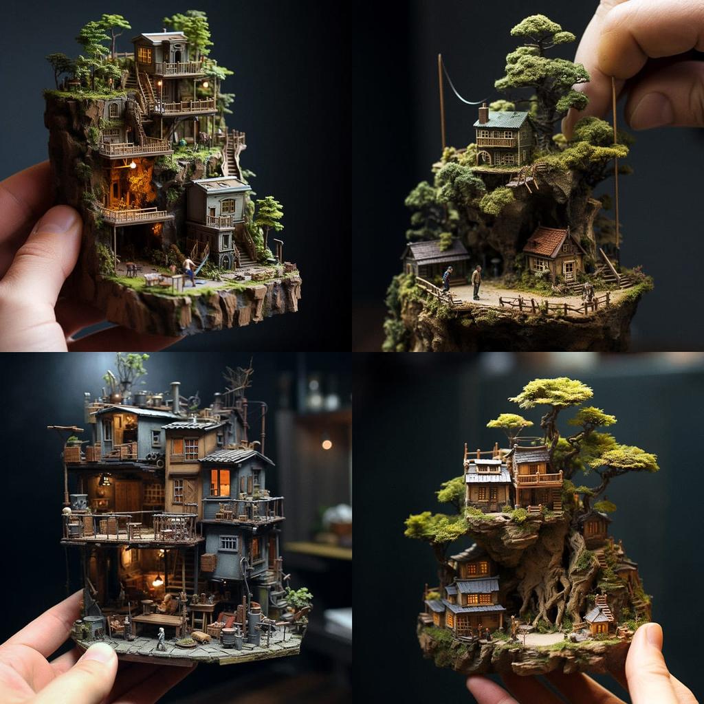 Miniature scale style, Midjourney V5.2, render 1 of 4