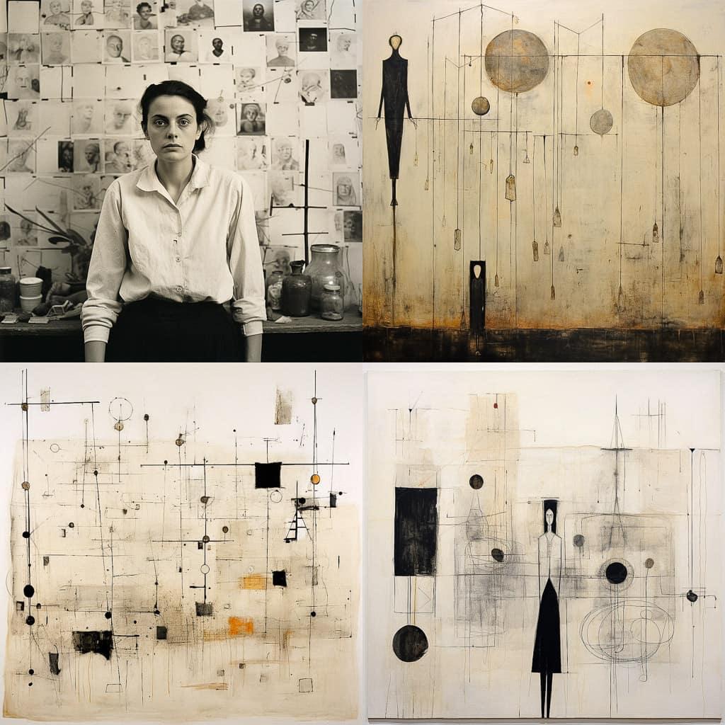 Mira Schendel style, Midjourney V5.2, render 1 of 4