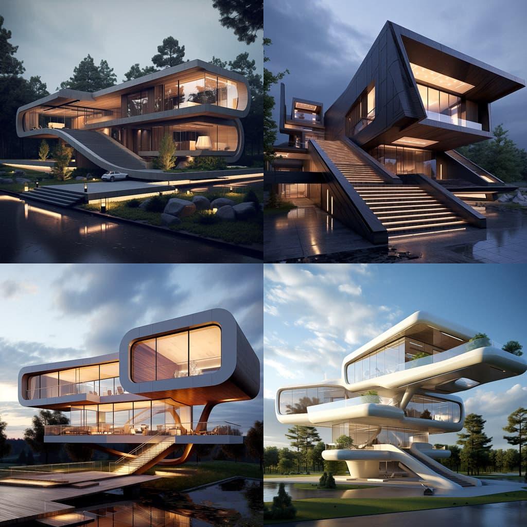 Modern architecture style, Midjourney V5.2, render 1 of 4