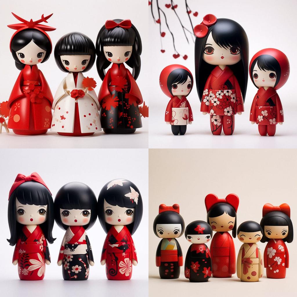 Momiji Message Dolls style, Midjourney V5.2, render 1 of 4