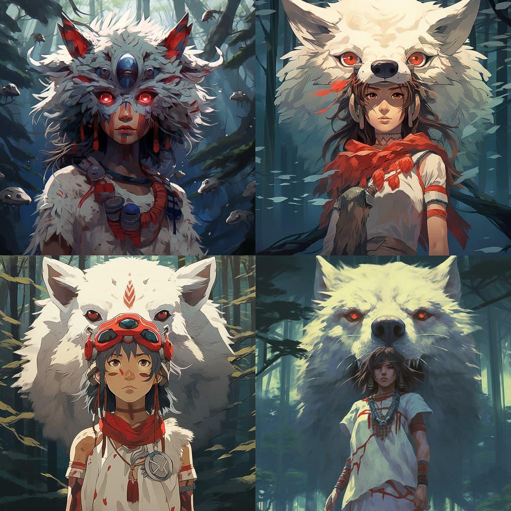 Mononoke style, Midjourney V5.2, render 1 of 4