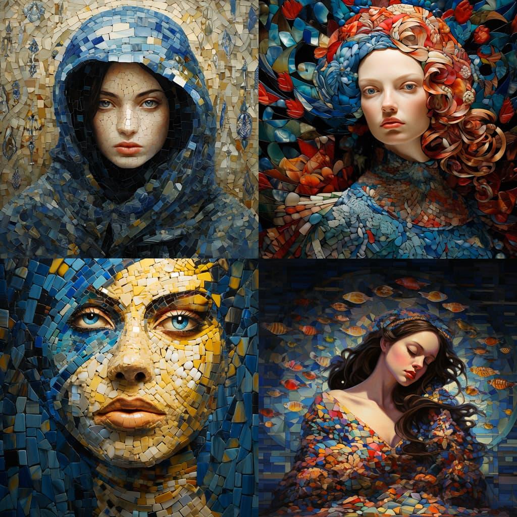 Mosaic style, Midjourney V5.2, render 1 of 4