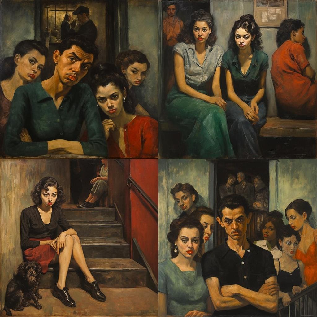 Moses Soyer style, Midjourney V5.2, render 1 of 4
