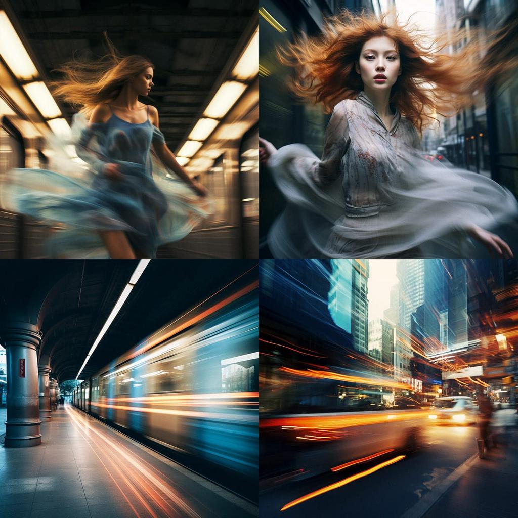 Motion blur style, Midjourney V5.2, render 1 of 4