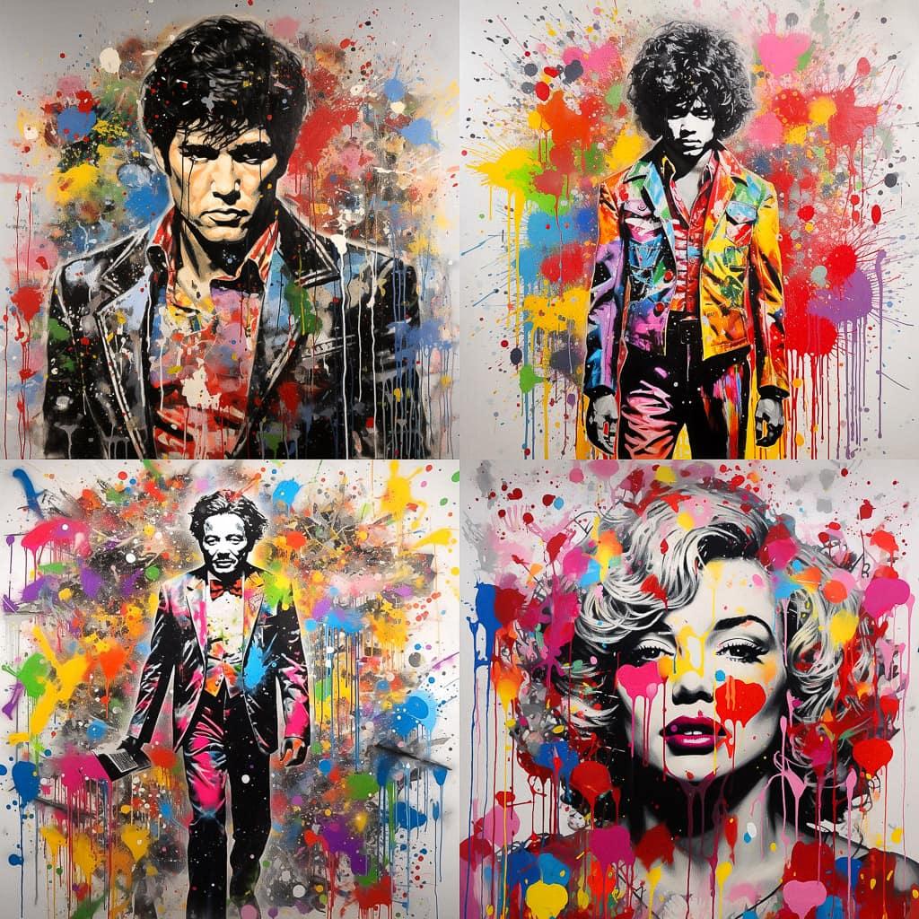 Mr. Brainwash style, Midjourney V5.2, render 1 of 4