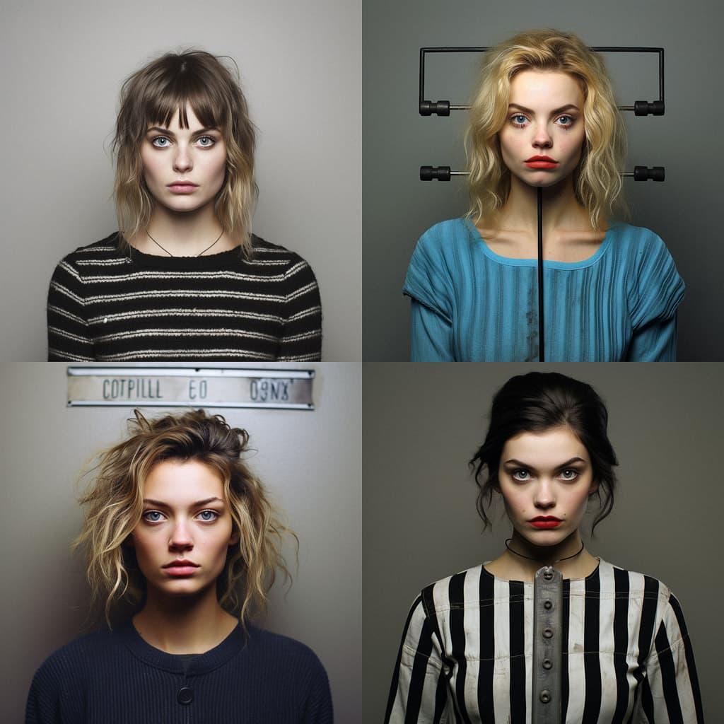 Mugshot style, Midjourney V5.2, render 1 of 4