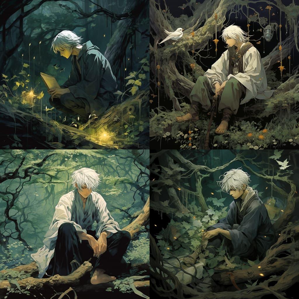Mushishi style, Midjourney V5.2, render 1 of 4