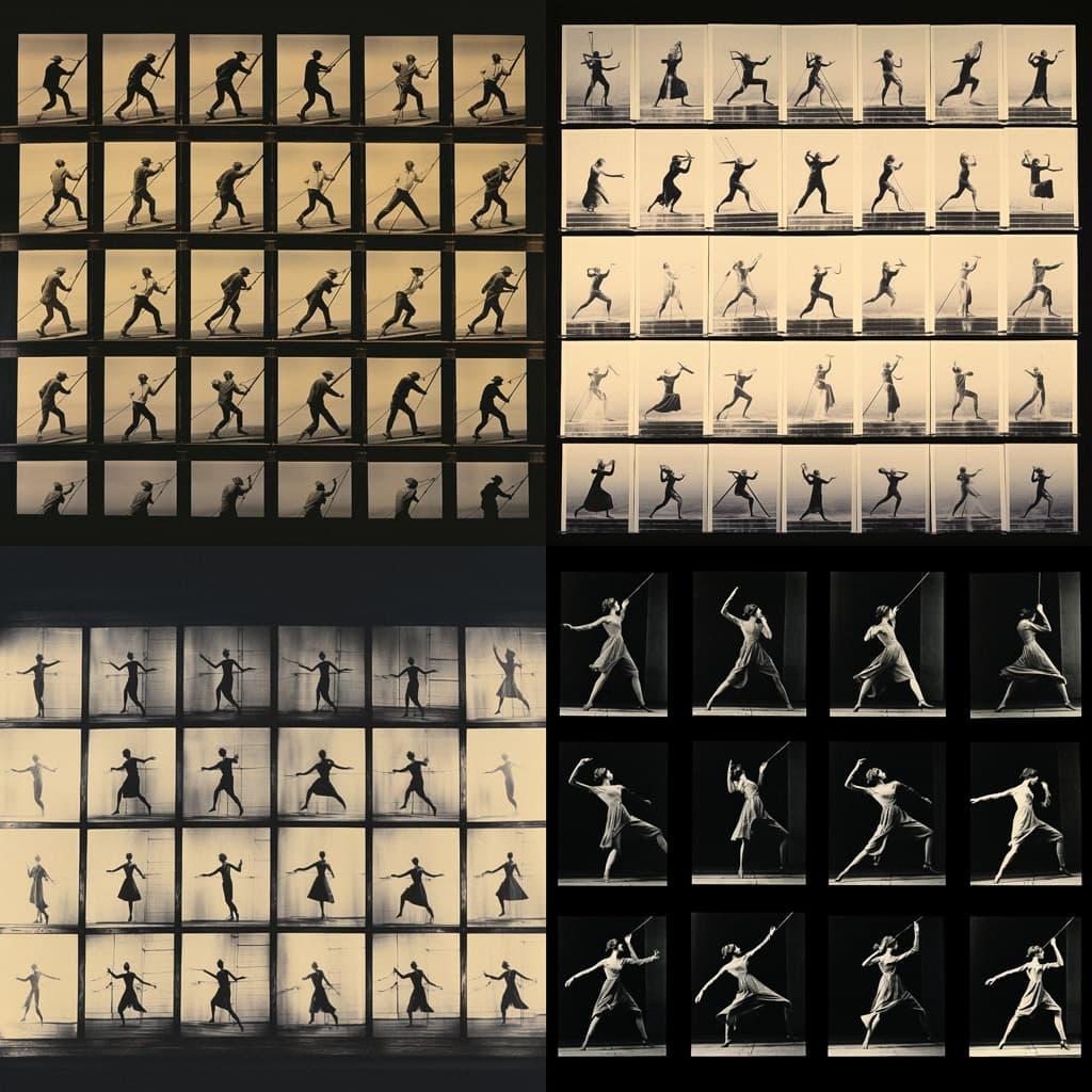 Muybridge sequence style, Midjourney V5.2, render 1 of 4