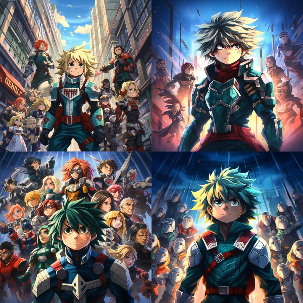 My Hero Academia style, Midjourney V5.2, render 1 of 4