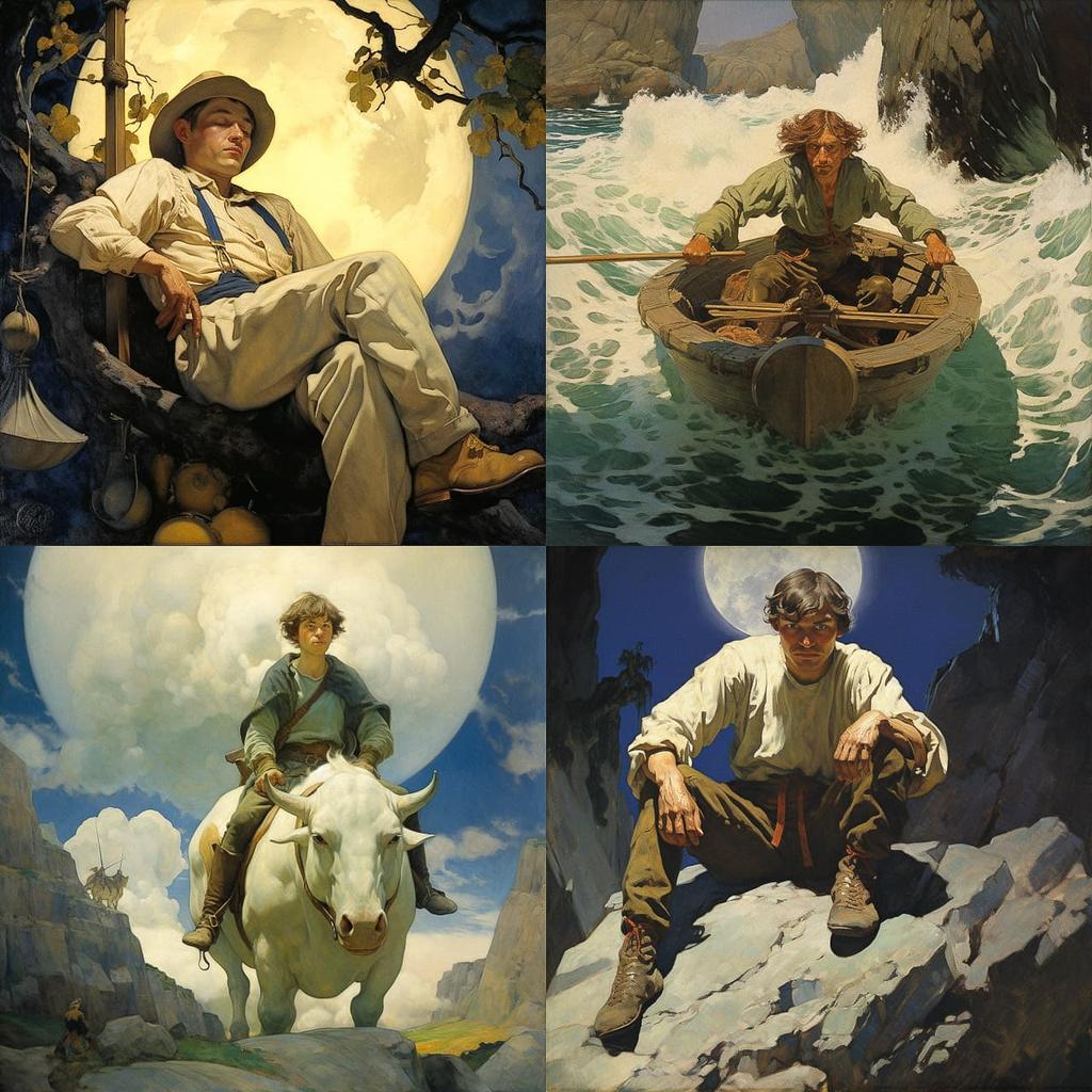 N. C. Wyeth style, Midjourney V5.2, render 1 of 4