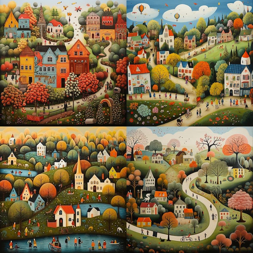 Naive art style, Midjourney V5.2, render 1 of 4
